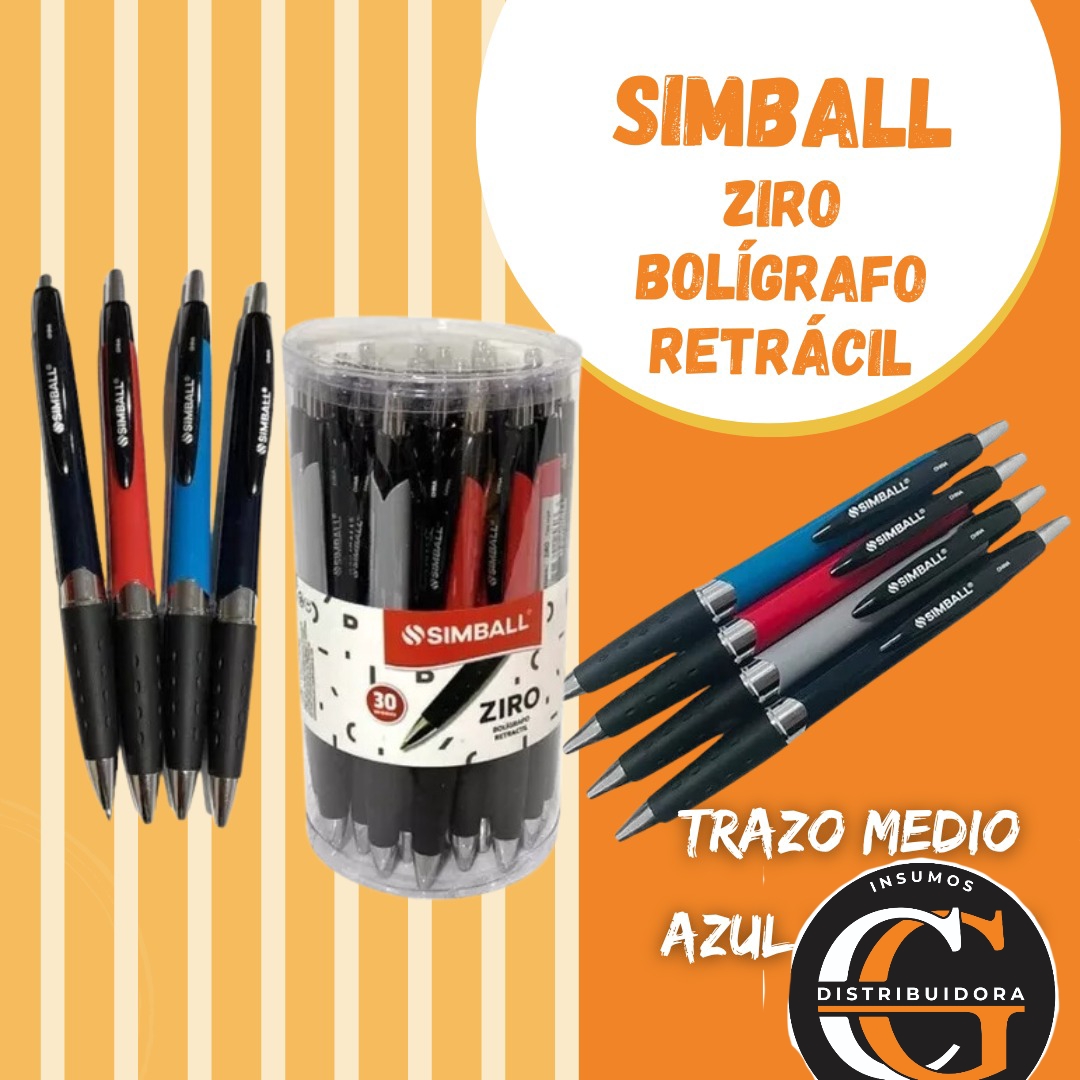 BOLIGRAFO RETRACTIL SIMBALL ZIRO  AZUL