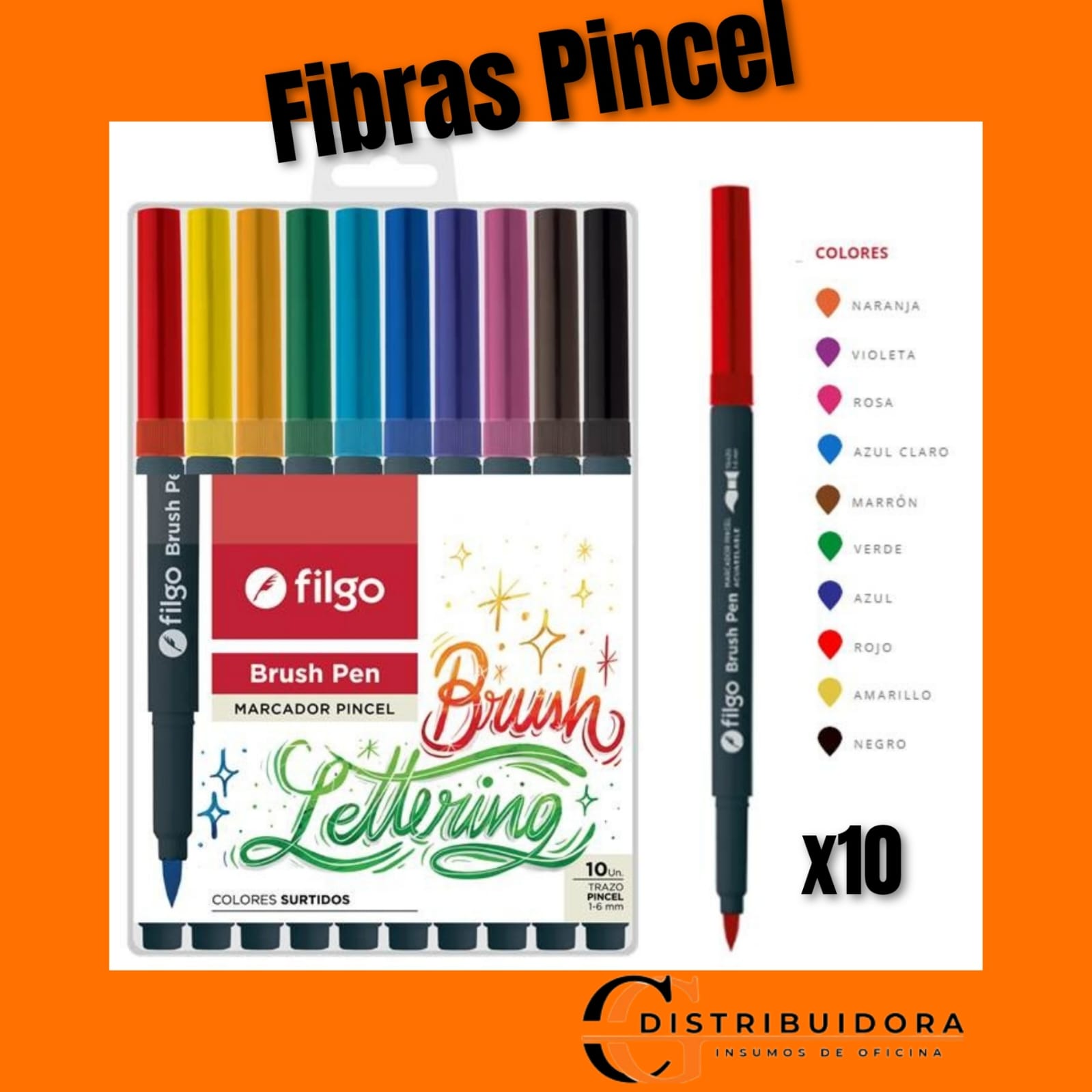 FIBRA PINCEL FILGO SURTIDO X 10